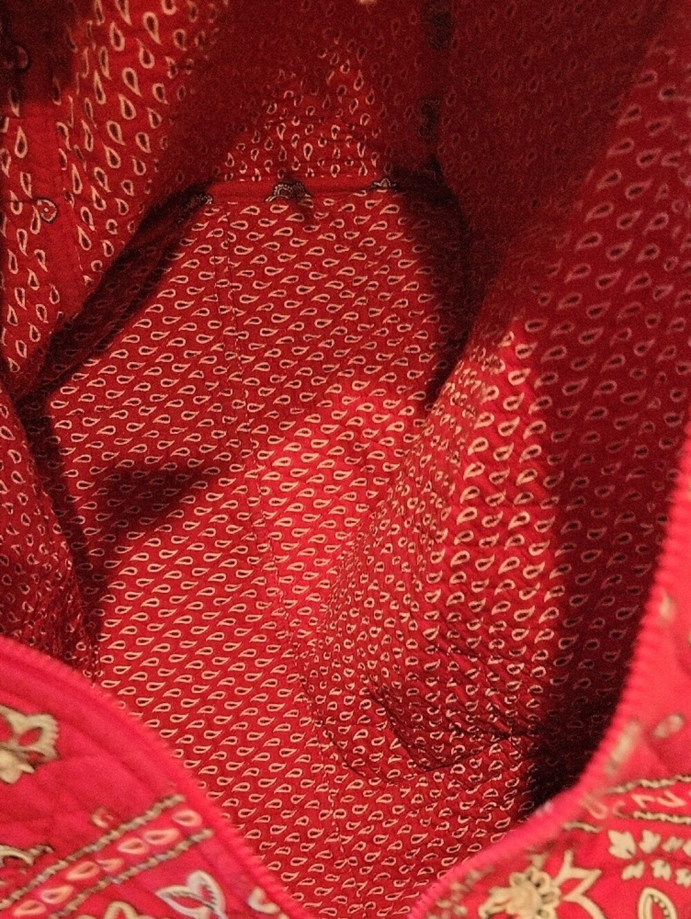 Vera Bradley Quilted Floral Red Tote Bag with Long Straps - Picture 5 of 9